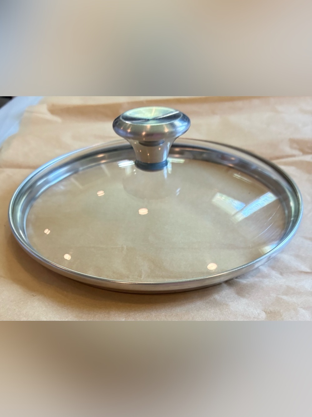Le Creuset Tempered Glass Lid w/Stainless Steel Knob, For 6.5” Pan; Rare Size